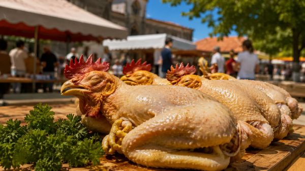 La gastronomie en Bresse : au cœur des marchés de poulet AOC